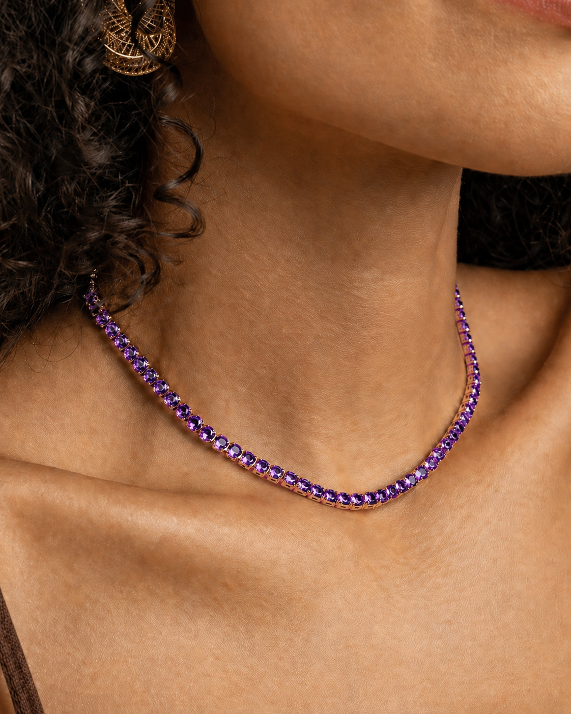 18K Gold Plated Green Zirconia Tennis Necklace – Elegant Emerald Style Choker for Women