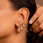 Multicolor Pavé Drop Earrings Set Trio – Gold Plated Teardrop Earrings