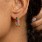Multicolor Pavé Drop Earrings Set Trio – Gold Plated Teardrop Earrings