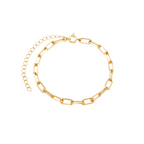 18K Gold Plated Paperclip Chain Bracelet – Adjustable Link Chain Minimalist Bracelet for Women