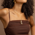18K Gold Plated Abstract Organic Pendant Necklace – Modern Artistic Statement Chain