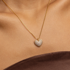 Pavé Heart Pendant Necklace with Zirconia – 18K Gold Plated Romantic Jewelry
