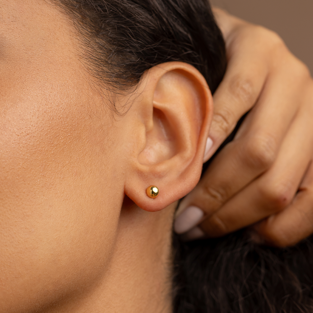 Classic Gold Ball Stud Earrings Set – 18K Gold Plated Minimalist Duo