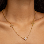 18K Gold Plated Clover Charm Necklace – Elegant Minimalist Lucky Pendant