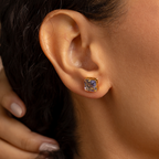 Princess Cut Lavender Zircon Stud Earrings – 18K Gold Plated Square Crystal Earrings