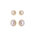 Classic Pearl Stud Earrings Duo – 18K Gold Plated Minimalist Set