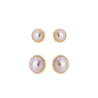 Classic Pearl Stud Earrings Duo – 18K Gold Plated Minimalist Set
