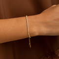 18K Gold Plated Adjustable Tennis Bracelet with Clear Zirconia – Slider Chain Bracelet for Women