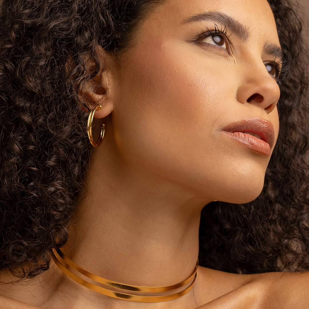Classic Gold Hoop Earrings – 18K Gold Plated Bold Medium Hoops