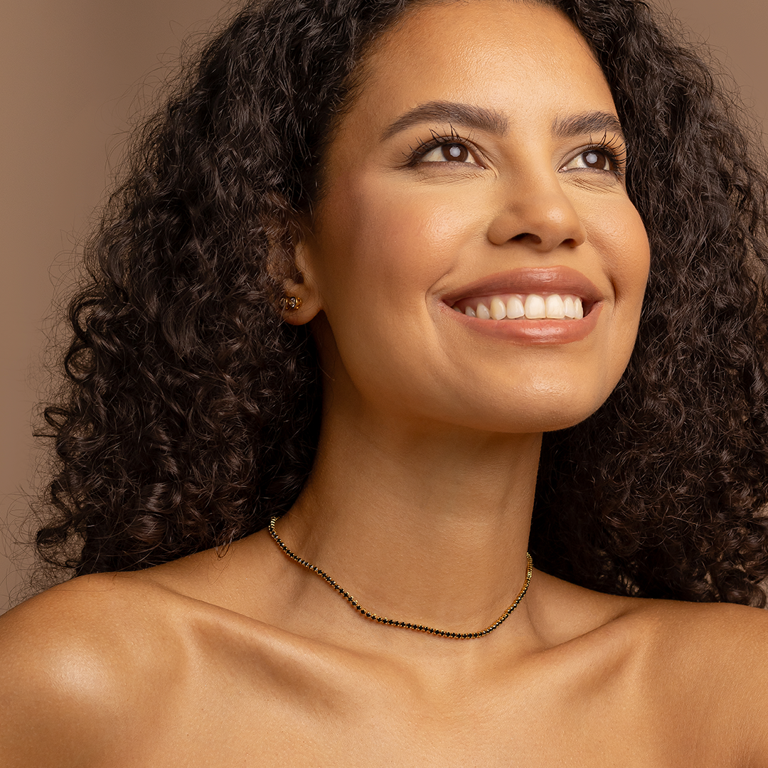 18K Gold Plated Black Zirconia Tennis Necklace – Minimalist Elegant Choker
