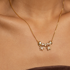 18K Gold Plated Couple Pendant Necklace with Zirconia – Boy & Girl Charm Necklace