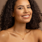 Solitaire Stud Hot Pink Zirconia Necklace – 18K Gold Plated Minimalist Jewelry