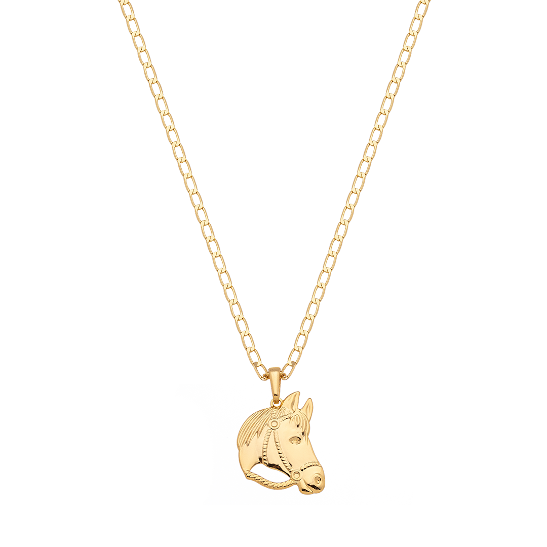 Men's Country style pendant in the shape of a horse with a saddle - 18k Gold Plated