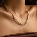 18K Gold Plated Heart Cut Zirconia Tennis Necklace – Elegant Choker Necklace for Women