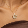 Floral Pavé Pendant Necklace with Zirconia – 18K Gold Plated Elegant Women’s Jewelry