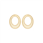 Oval Filigree Hoop Earrings – 18K Gold Plated Openwork Statement Hoops