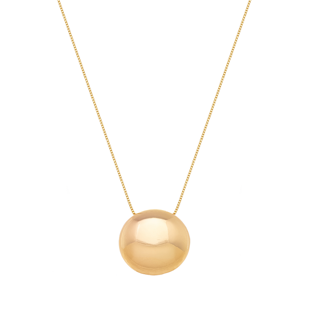 18K Gold Plated Sphere Pendant Necklace – Minimal Polished Ball Chain Necklace