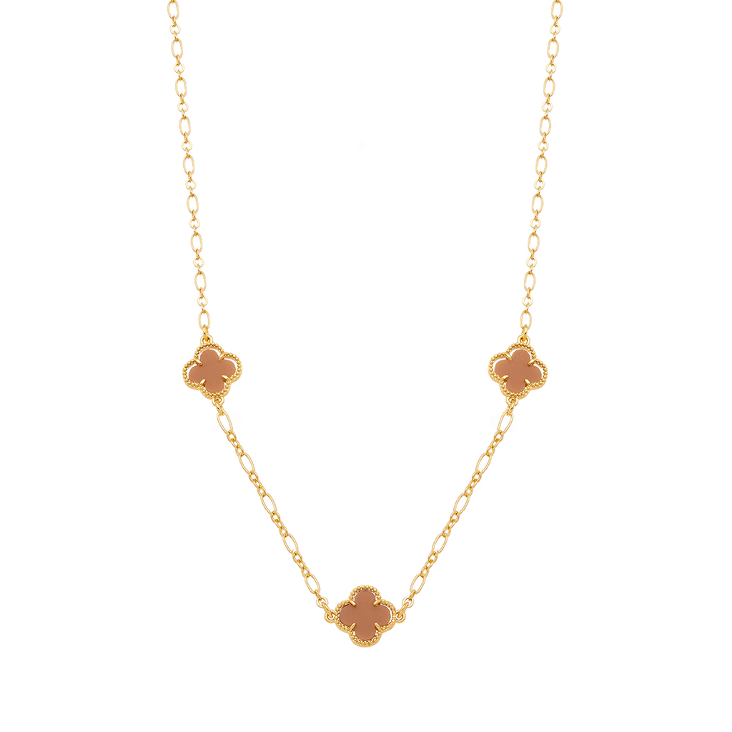 18K Gold Plated Clover Charm Necklace – Elegant Minimalist Lucky Pendant