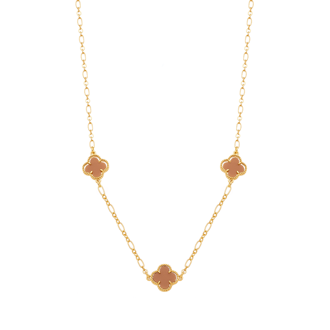 18K Gold Plated Clover Charm Necklace – Elegant Minimalist Lucky Pendant