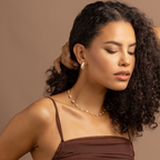 Organic Pearl Hoop Stud Earrings – 18K Gold Plated Modern Minimalist