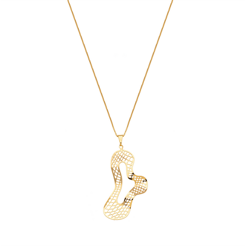 18K Gold Plated Abstract Organic Pendant Necklace – Modern Artistic Statement Chain