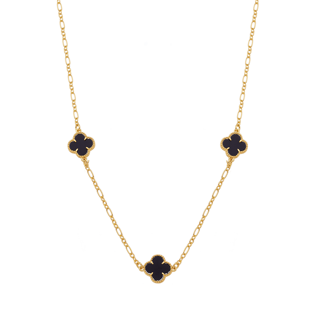 18K Gold Plated Clover Charm Necklace – Elegant Minimalist Lucky Pendant