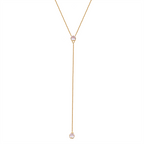 18K Gold Plated Y Drop Necklace with Zirconia – Minimal Lariat Chain Necklace