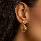 Textured Mesh Teardrop Earrings – 18K Gold Plated Statement Drops