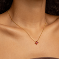 Solitaire Stud Hot Pink Zirconia Necklace – 18K Gold Plated Minimalist Jewelry
