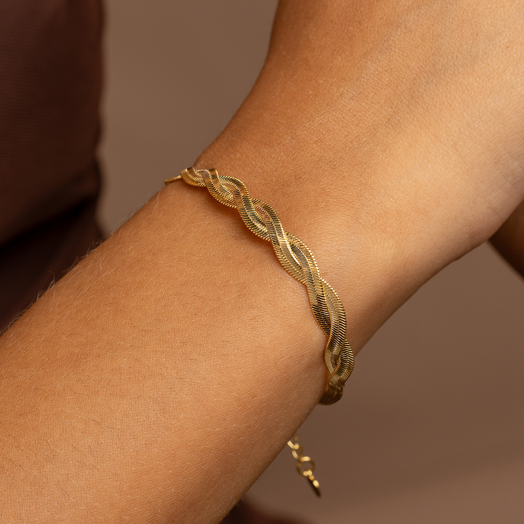 18K Gold Plated Double Band Cuff Bracelet – Minimalist Open Bangle for Women