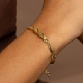 18K Gold Plated Double Band Cuff Bracelet – Minimalist Open Bangle for Women