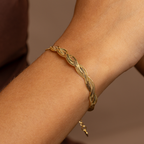 18K Gold Plated Double Band Cuff Bracelet – Minimalist Open Bangle for Women