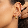 Textured Gold Hoop Earrings – 18K Gold Plated Sculptural Mini Hoops