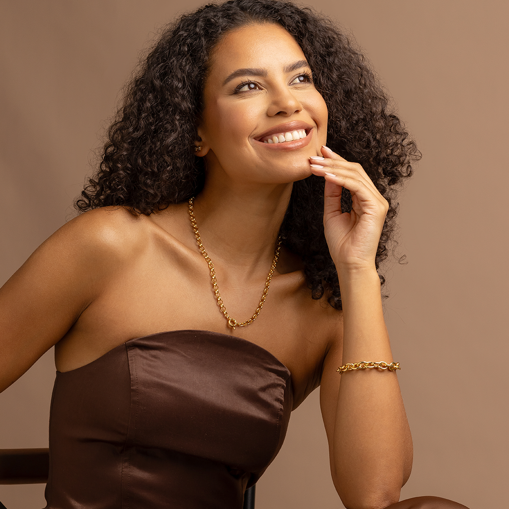 18K Gold Plated Link Chain Necklace – Bold Minimalist Statement Chain
