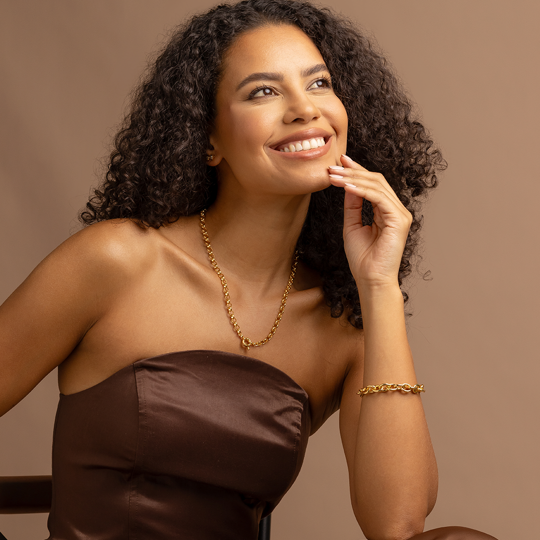 18K Gold Plated Link Chain Necklace – Bold Minimalist Statement Chain