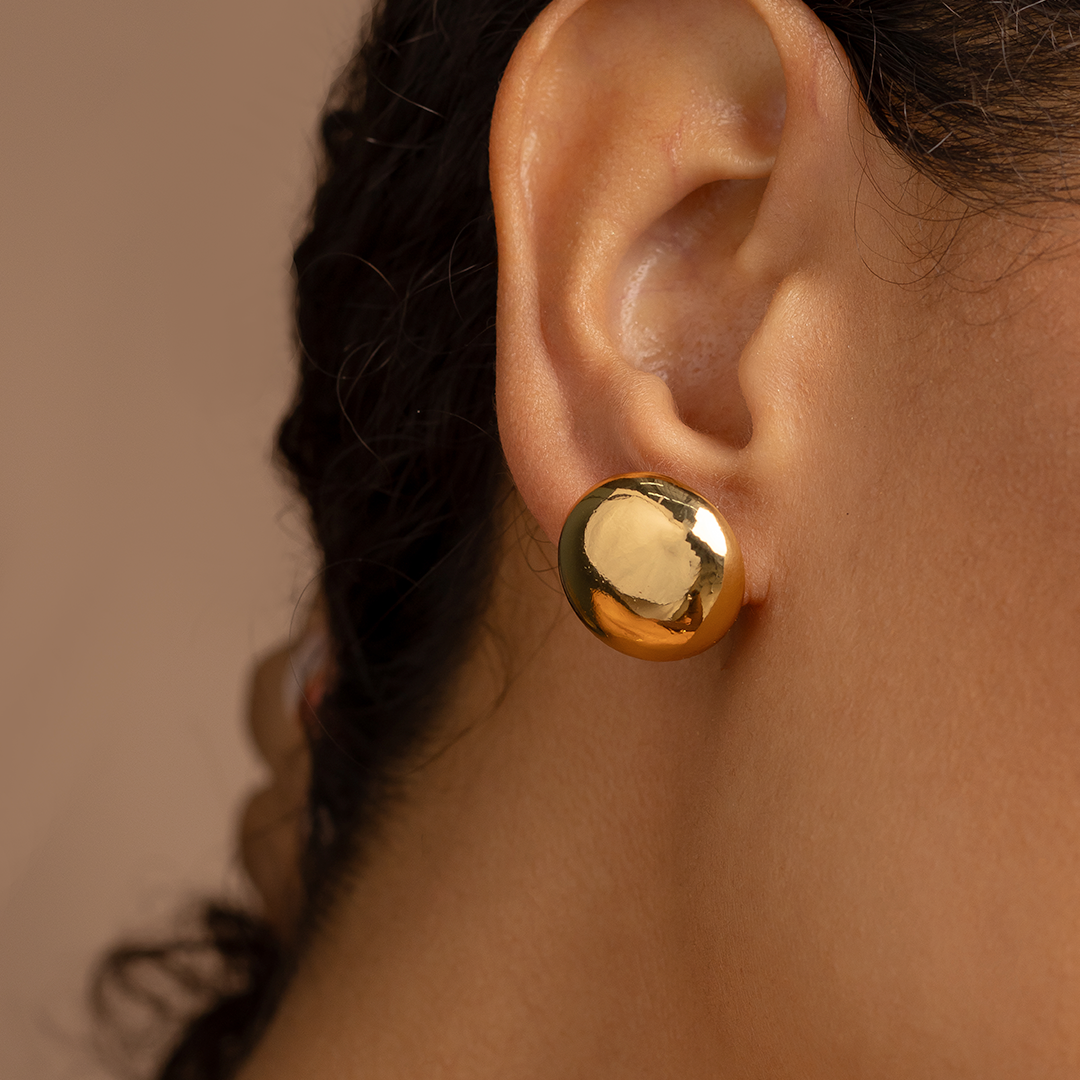 Bold Dome Stud Earrings – 18K Gold Plated Minimalist Earrings