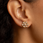 Floral Zircon Stud Earrings – 18K Gold Plated Vintage Flower Earrings