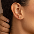 Delicate Bow Crystal Stud Earrings – 18K Gold Plated