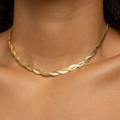 Twisted Herringbone Chain Necklace – 18K Gold Plated Statement Luxury Jewelry