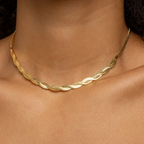 Twisted Herringbone Chain Necklace – 18K Gold Plated Statement Luxury Jewelry