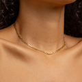 18K Gold Plated Figaro Chain Necklace – Classic Link Minimal Statement Necklace