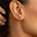 Classic Gold Ball Stud Earrings Set – 18K Gold Plated Minimalist Duo