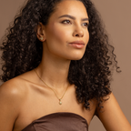 Dual Texture Round Pendant Necklace with Zirconia – 18K Gold Plated Modern Elegant Jewelry