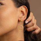 Floral Lace Drop Earrings – 18K Gold Plated Filigree Statement Earrings