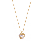 18K Gold Plated Heart Pendant Necklace with Zirconia – Romantic Double Heart Necklace for Women