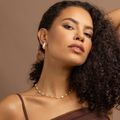 Organic Pearl Hoop Stud Earrings – 18K Gold Plated Modern Minimalist
