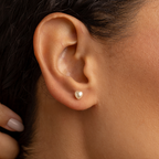 Minimal Heart Pearl Stud Earrings – Soft Ivory Finish Small
