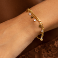 18K Gold Plated Charm Chain Bracelet with Zirconia Drops – Adjustable Dainty Link Bracelet for Women