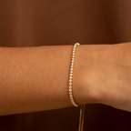 18K Gold Plated Adjustable Tennis Bracelet with Clear Zirconia – Slider Chain Bracelet for Women