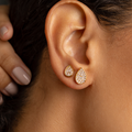 Teardrop Crystal Stud Earrings Set – 18K Gold Plated Zirconia Duo